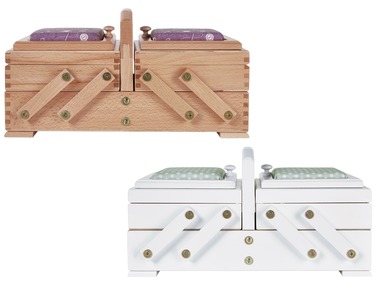 CRELANDO® Dřevěný box na šicí potřeby