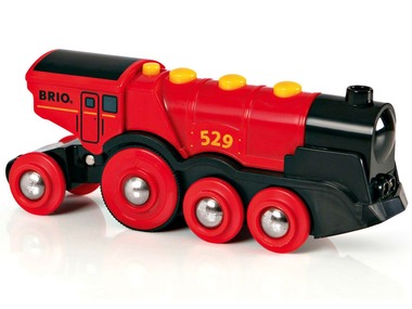 BRIO World Mohutná elektrická červená lokomotiva se světly 33592