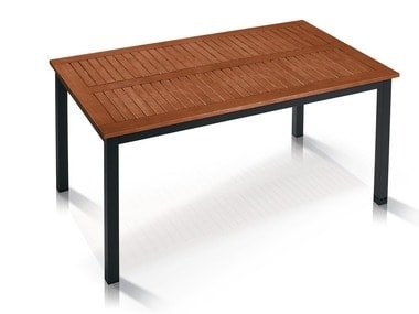 FLORABEST® Hliníkový stůl s deskou z tvrdého dřeva