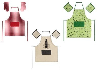 MERADISO® Kuchyňská souprava zástěry a chňapek/kuchyňských rukavic