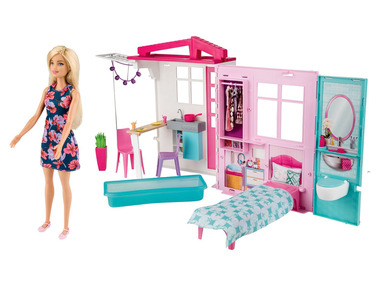 Barbie Prázdninový dům s nábytkem a panenkou