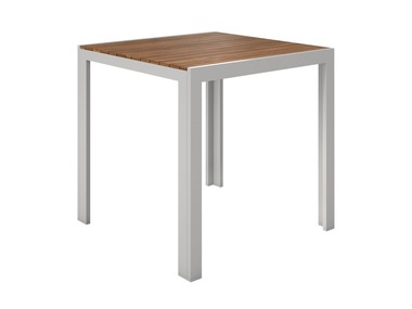 FLORABEST® Hliníkový stůl s deskou z eukalyptového dřeva