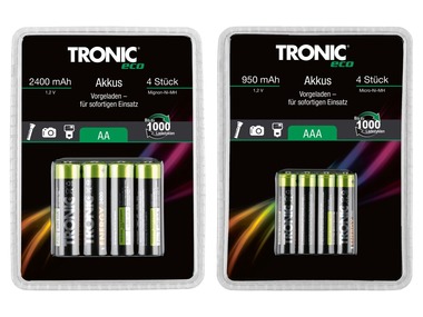 TRONIC® Přednabité nabíjecí baterie Ni-MH "Ready 2 Use"