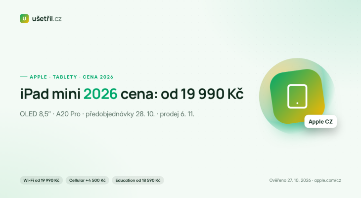 iPad mini 2026 cena: od 19 990 Kč – vyplatí se?