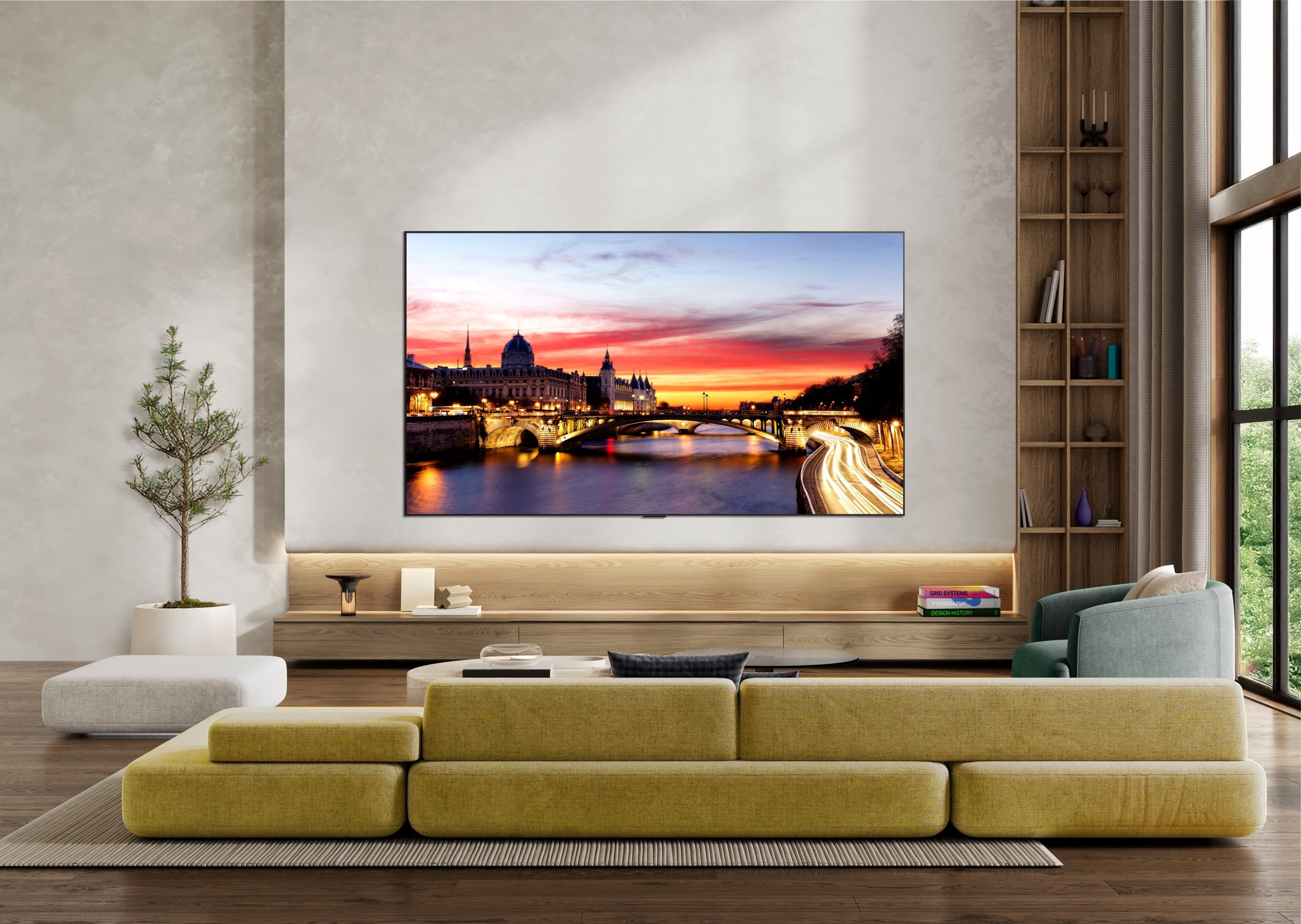 LG OLED evo AI televize řady 2026 v obývacím pokoji