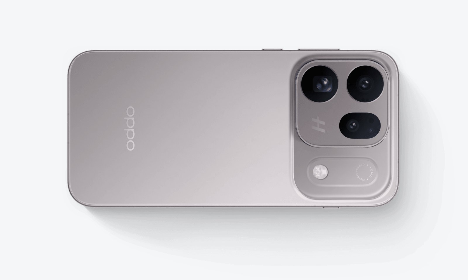 Zadní strana OPPO Find X10 v barvě Mist Grey s fotomodulem Hasselblad – oficiální produktová fotografie