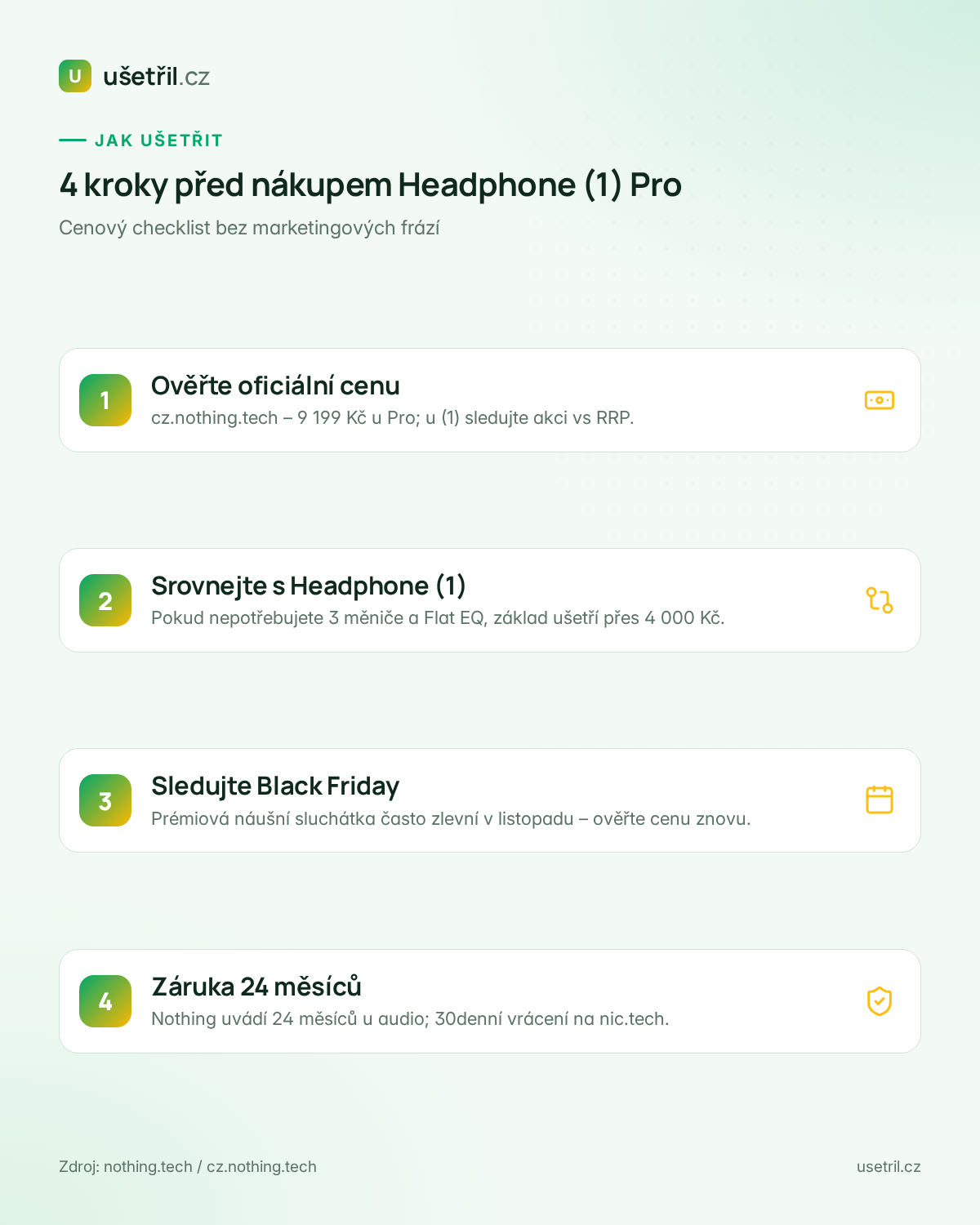 Čtyři kroky jak ušetřit před nákupem Nothing Headphone (1) Pro