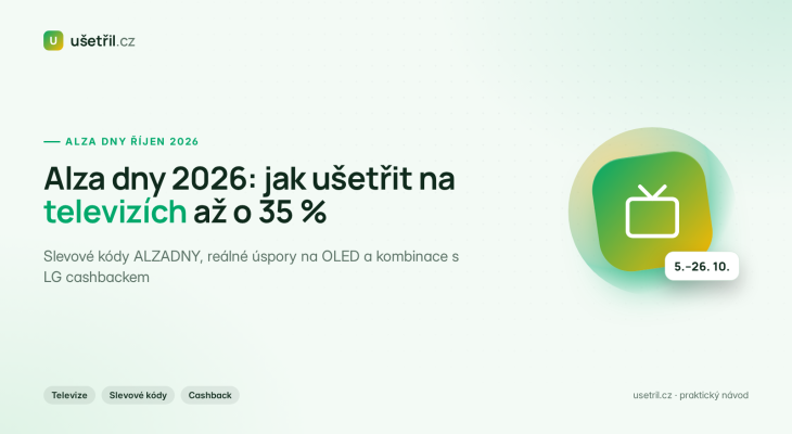Alza dny 2026: slevy na televize až 35 % a LG cashback